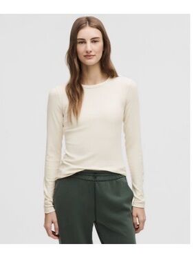 lululemon Hold Tight Long Sleeve Tee - Light Ivory - Size 0